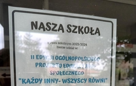 Ogólnopolski Projekt Edukacyjno – Społeczny pt.: „Każdy inny – wszyscy równi”...